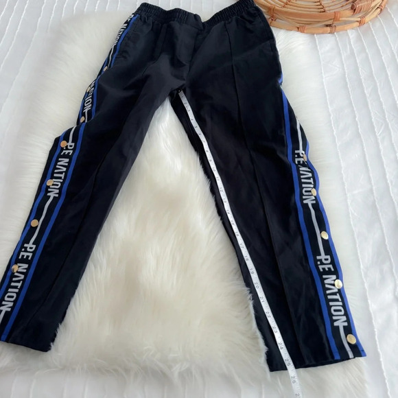 P.E Nation Torque Track Pants Snap Button Black Blue Stripe - Picture 13 of 16